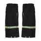 Black waterproof boot covers with neon green reflective stripe, adjustable fit pair