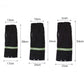 Size chart for black waterproof leg gaiters with neon green reflective stripe, pair