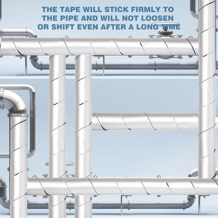 Aluminum foil insulation tape wrapped around multiple metal pipes