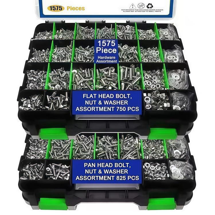 1575pcs /Box 304 Stainless Steel Screws Nuts Phillips Head Pan Head Set