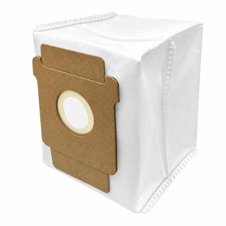 Robot vacuum dust bag with brown paper filter pouch in white outer bag