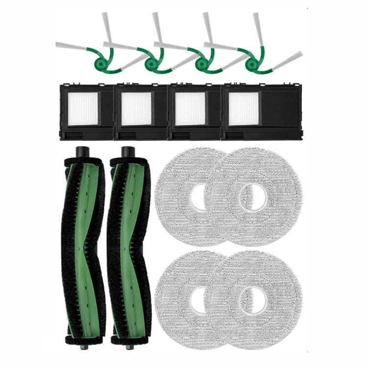 Robot vacuum replacement kit with dual side brushes, mop pads, and filters