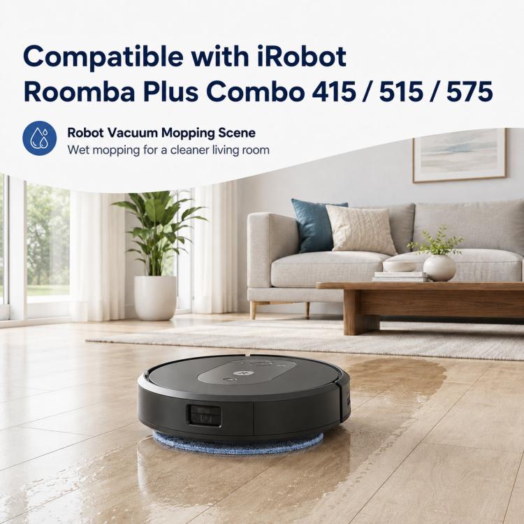 Robot vacuum mopping on hard floors with washable mop-style cleaning pad