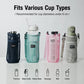 Assorted mesh bottle holder bags shown with different bottle and drink sizes