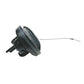 Fuel tank inner cap, black round housing with side mounting tab and attached wire