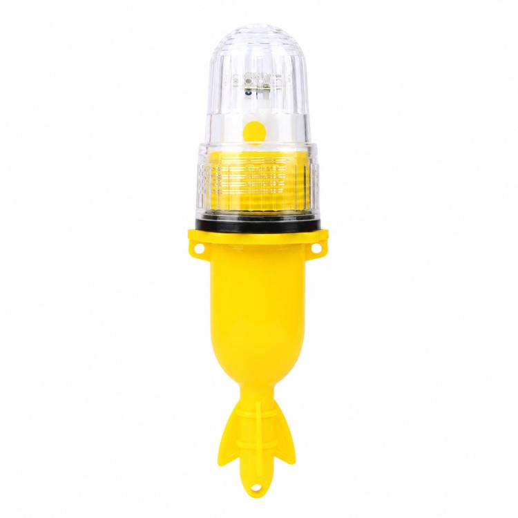 Yellow LED marine marker light with clear top and snap-on mounting base