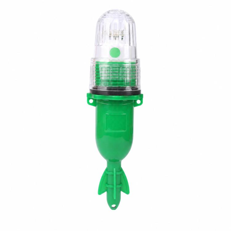 Green LED marine marker light with clear top and snap-on mounting base
