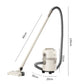 Canister vacuum with mop dimensions: wand, hose, and dust bin with wheels, beige