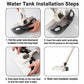 Canister vacuum mop with water tank installation shown on mop head, beige