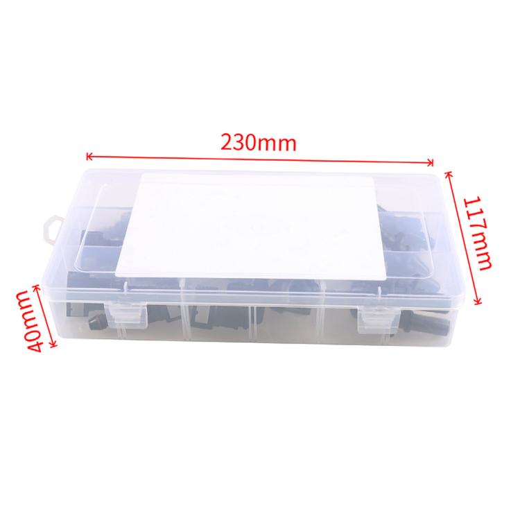 Plastic storage case dimensions for fuel line quick-connect kit: 230 x 111 x 40 mm