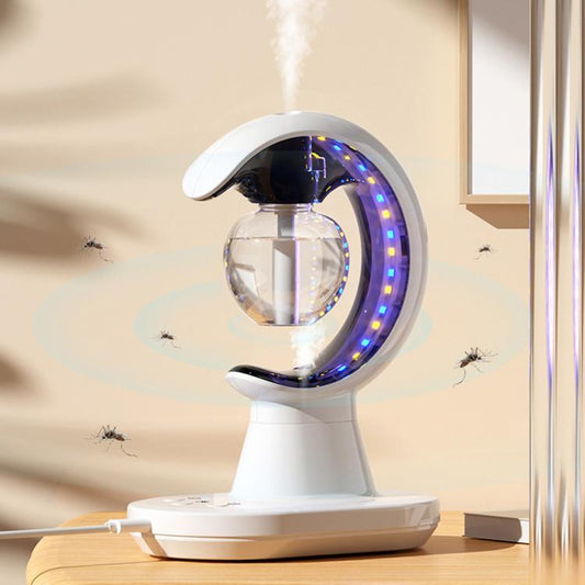White desktop cool-mist humidifier with circular LED night light and mist output