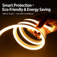 Flexible LED neon rope light strip with hand bending, warm white glow, touch-safe