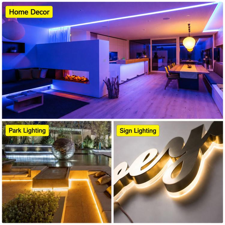 Flexible waterproof LED neon rope light for outdoor sign and home decor, blue glow