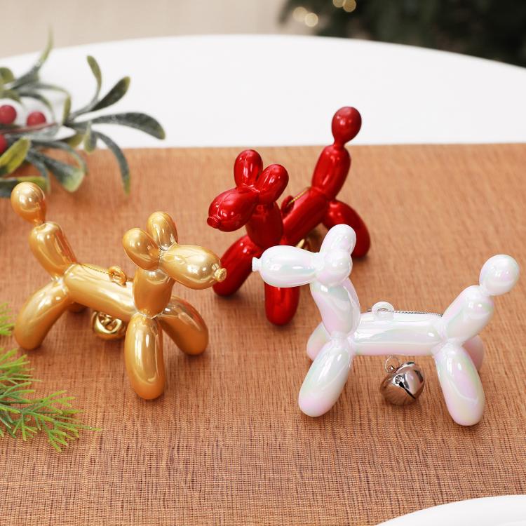 Glittery Puppy & Bell Christmas Tree Ornament / Holiday Window Decoration
