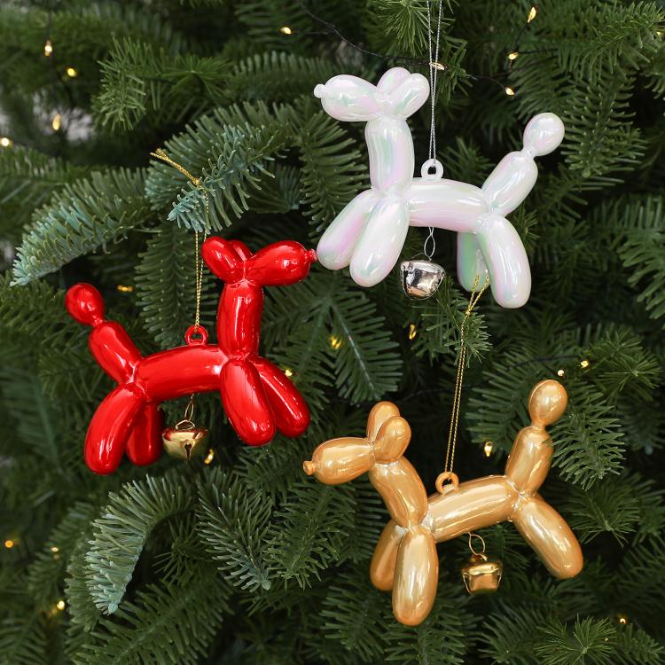 Glittery Puppy & Bell Christmas Tree Ornament / Holiday Window Decoration
