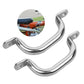 Pair of chrome U-shaped grab bar handles with mounting plates and bolt holes