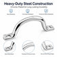 Polished chrome grab bar with two side mounting brackets and circular bolt holes