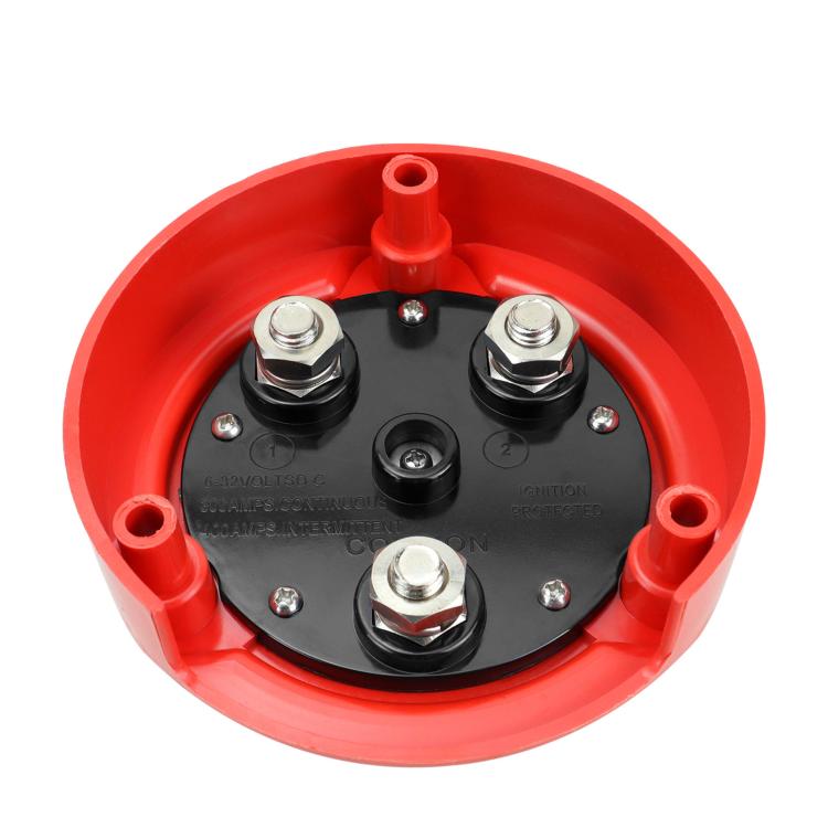 4-position dual battery cut-off switch terminals, red base with copper M10 studs