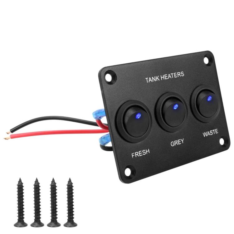 RV Peephole Button Switch Panel LED Light Water Tank Heater Control Switch, 2-digit, 3-digit