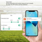 White WiFi smart temperature and humidity meter with smartphone showing alerts