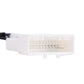 White 24-pin connector housing on backup camera wiring harness adapter