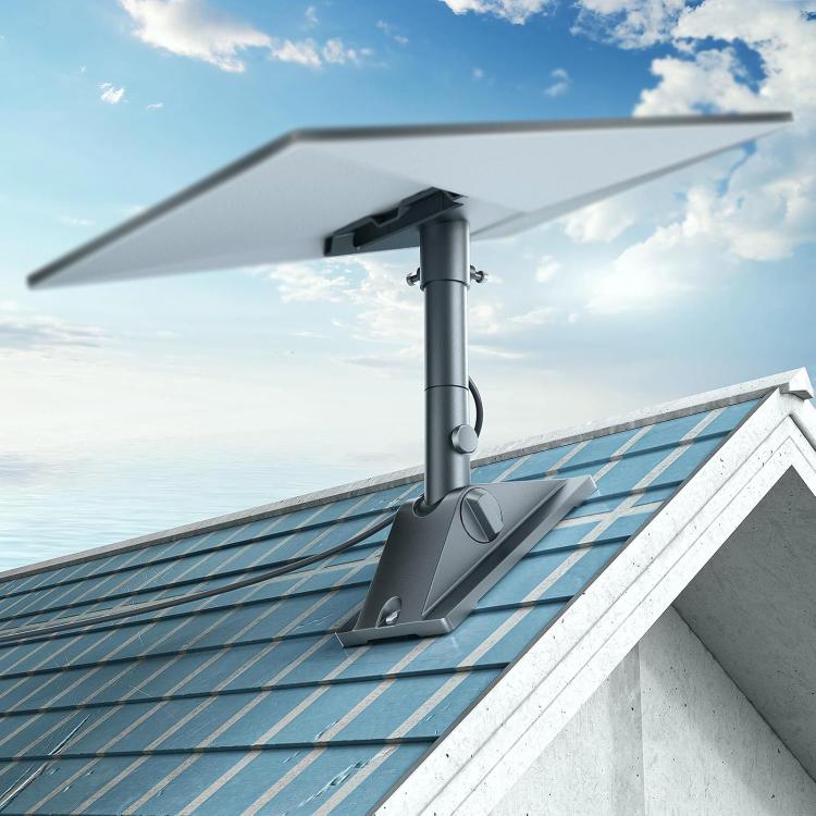 Aluminum rooftop mounting bracket with mast and angled panel arm for Starlink Mini Gen3