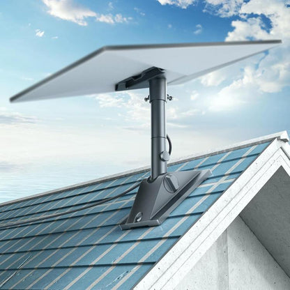Aluminum rooftop mounting bracket with mast and angled panel arm for Starlink Mini Gen3