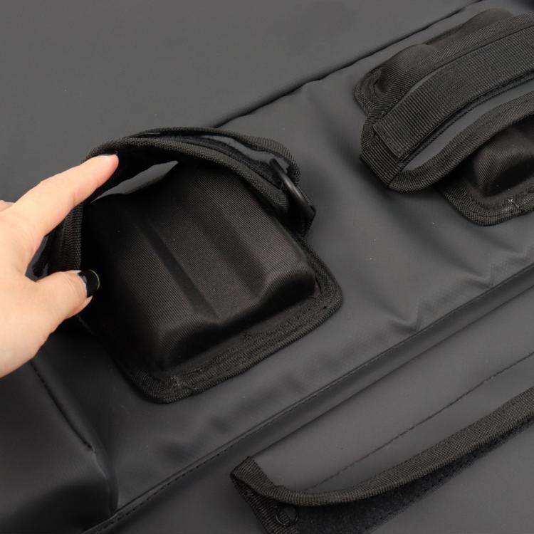 Tailgate bike protection pad with secure hook-and-loop strap panel detail