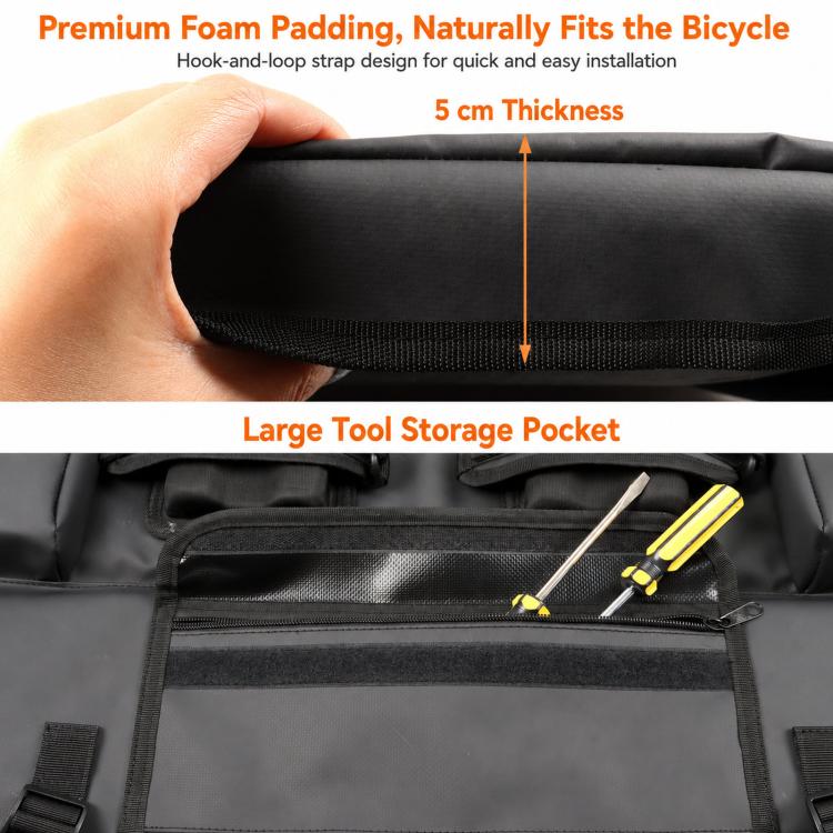 Tailgate bike protection pad with tool storage pocket and padded bicycle support