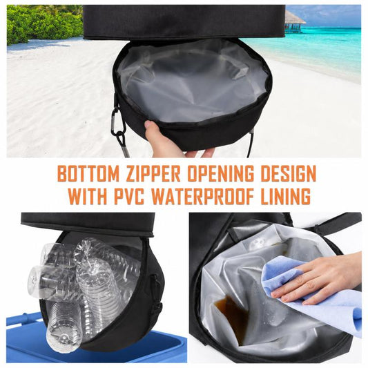 Portable Boat Trash Can with Bottom Zipper Leakproof Marine Garbage Bag for Pontoon & RV