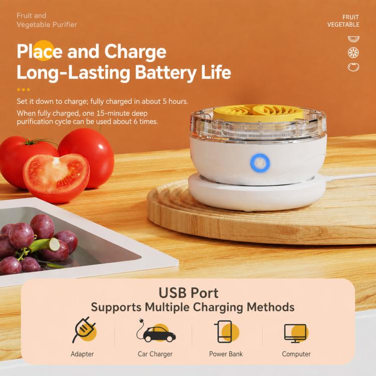 Fruit Vegetable Washing Machine Food Purifier With Wireless Charging Base