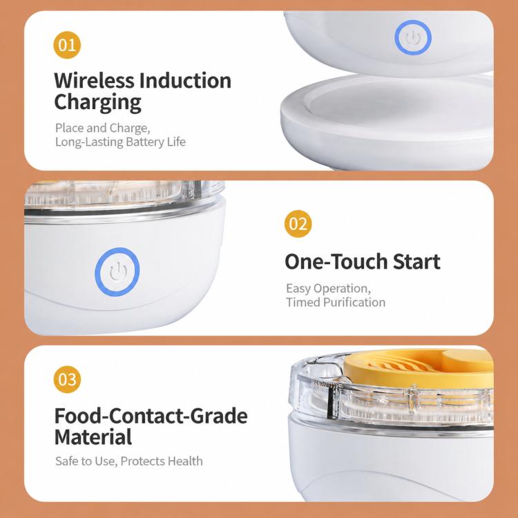 Fruit Vegetable Washing Machine Food Purifier With Wireless Charging Base