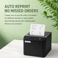 Xprinter thermal receipt printer with printed receipt shown on top output