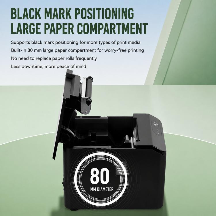 Xprinter thermal receipt printer with open compartment showing 80 mm paper roll