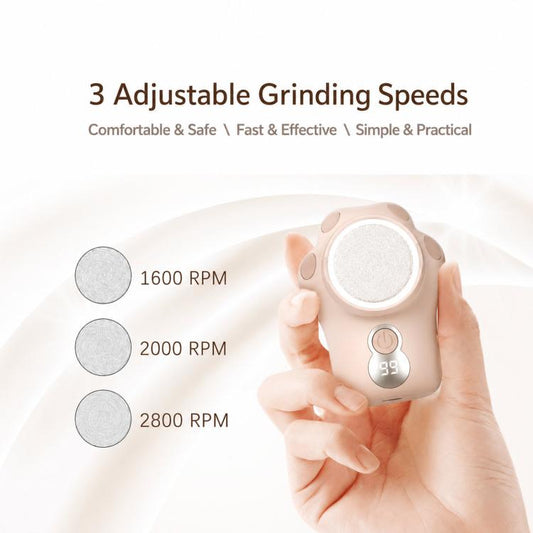 Electric Foot Callus Remover Rechargeable Pedicure Tool With 3 Quartz Rollers & LED Display