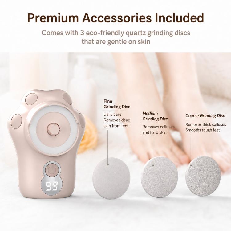 Electric Foot Callus Remover Rechargeable Pedicure Tool With 3 Quartz Rollers & LED Display