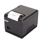 Black 80mm thermal receipt printer with open top cover area and front power switch