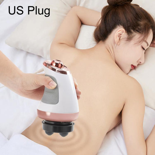 Handheld electric body massager with US plug, white body and rose-gold top