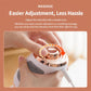 Handheld electric massager with adjustable intensity dial, shown in hand