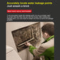 Portable water leak detector held against wall near pipe for leak pinpointing