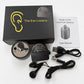 Water leak detector kit with main unit, circular sensor, cables, and user manual