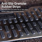 Anti-slip stainless steel footrest with raised granular rubber strips for traction