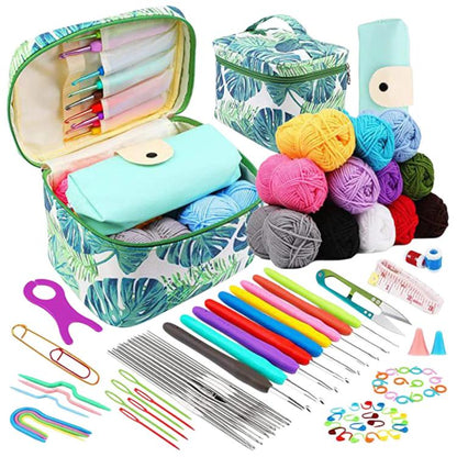 Beginner Crochet Hook Set With Plastic Sewing Needles, Stitch Markers & Storage Bag, 87 in 1