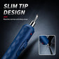 Blue slim-tip heat tool with angled metallic nozzle and red power light