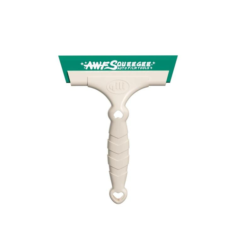 White window wiper film application squeegee tool with green blade backing