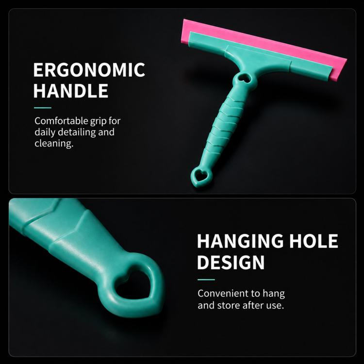 Teal squeegee handle with hanging hole design for window film application