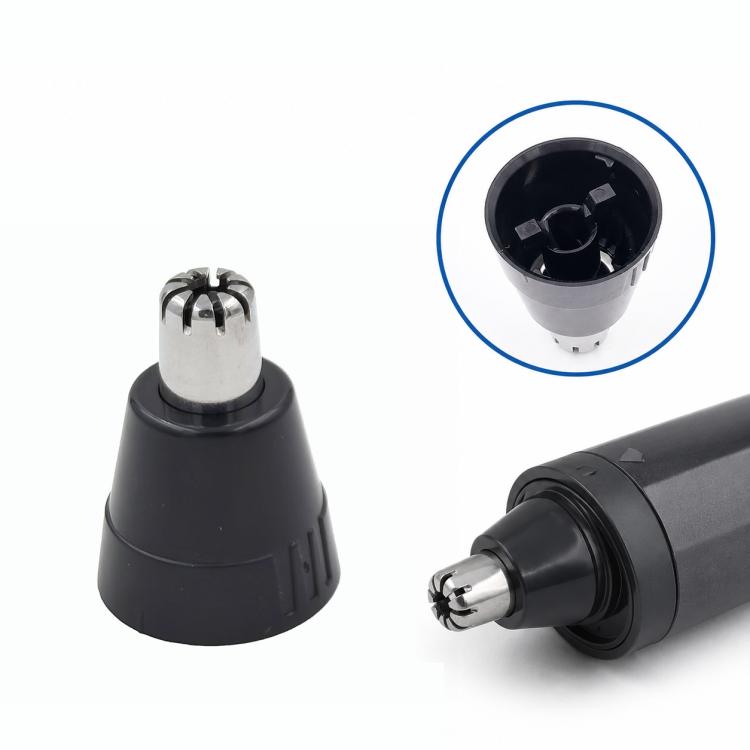Replacement trimmer blade head and nozzle cap, black base with chrome blade