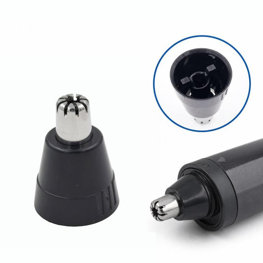 Replacement trimmer blade head and nozzle cap, black base with chrome blade