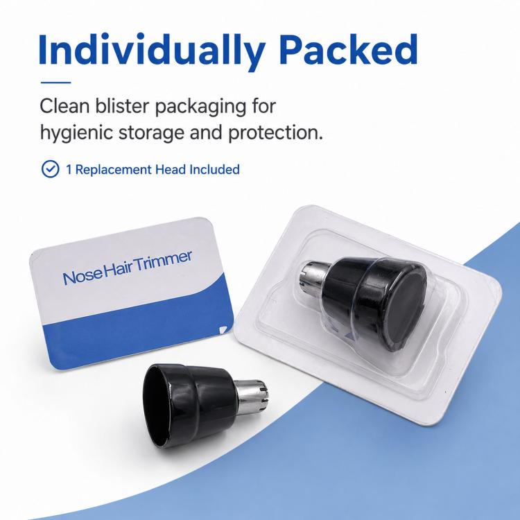 Individually packed replacement nose hair trimmer blade head in blister case