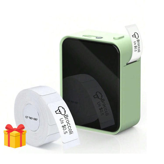 P15 Mini Bluetooth Label Maker Portable Thermal Sticker Printer Machine, Matcha Green With 1 Roll Label Paper, Milk Tea White With 1 Roll Label Paper, White With 1 Roll Label Paper, Matcha Green+Cover With 1 Roll Label Paper                            ...